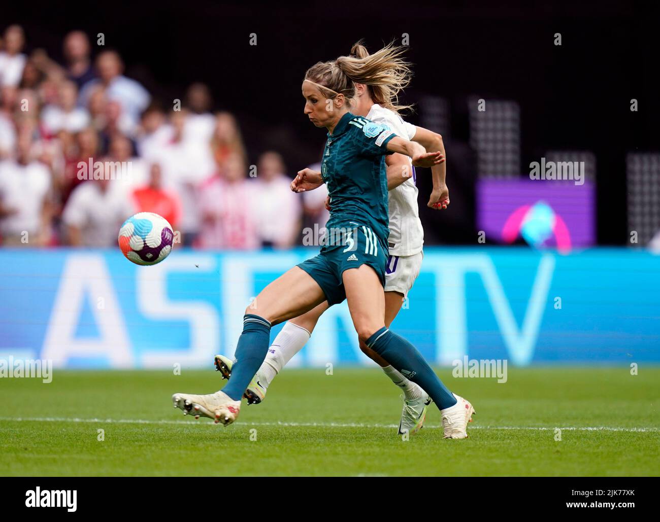 England's Ella Toone scores the opening goal during the UEFA Women's ...