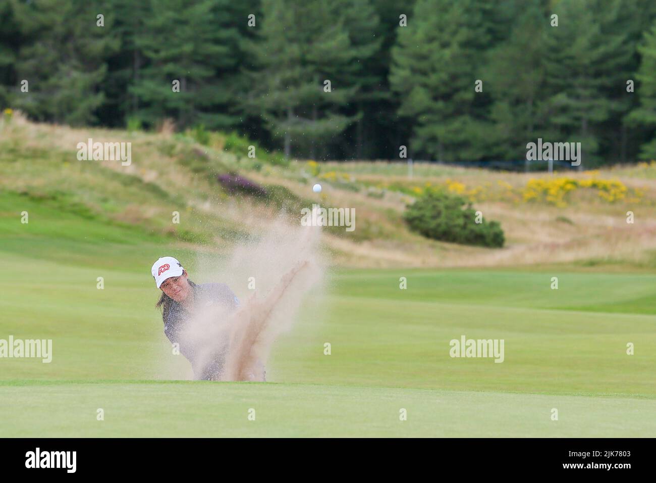 Irvine, UK. 31st July, 2022. On the final day of the Trust Golf Women's Scottish Golf at Dundonald Links Golf Course, Irvine, Ayrshire, UK, the top 12 players are separated by only 4 strokes. The players are playing for a total purse of $2,000,000 and the prestigious trophy. Credit: Findlay/Alamy Live News Stock Photo