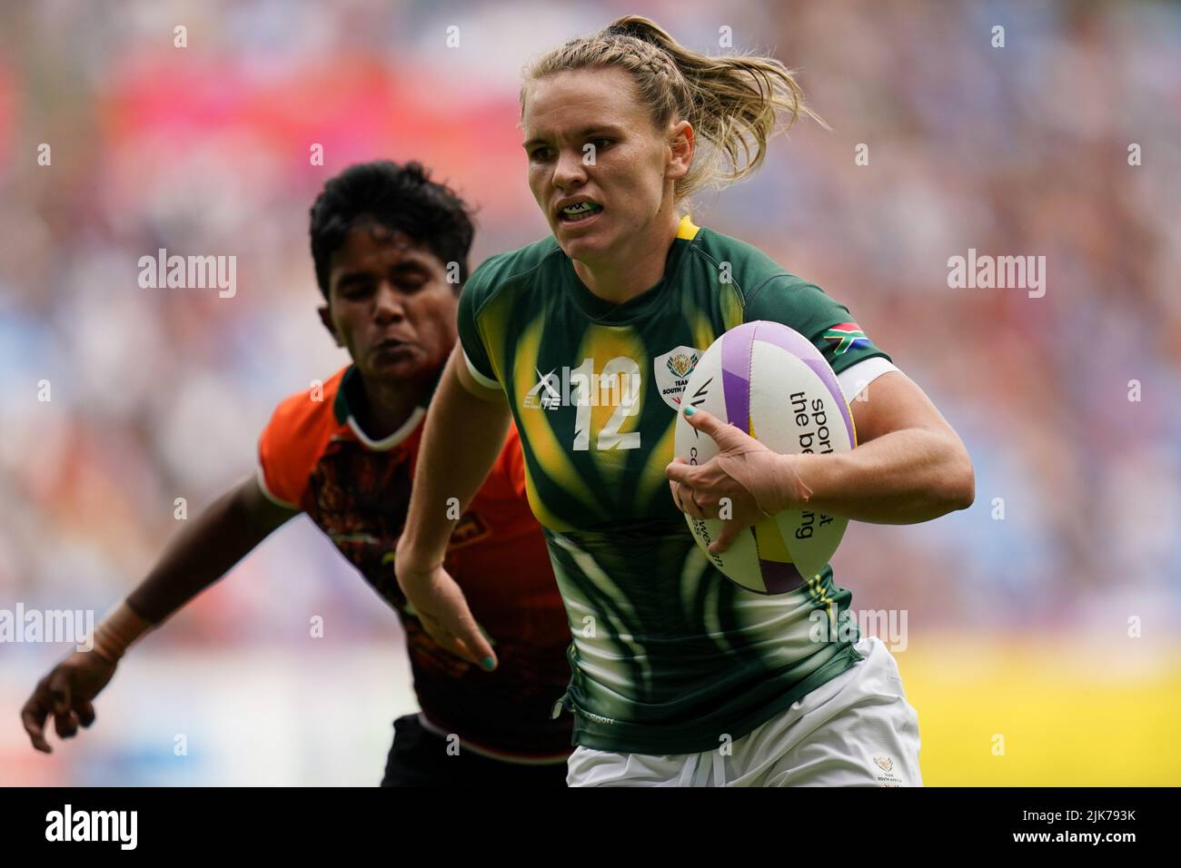 South Africa's Liske Lategan in action during South Africa vs Sri Lanka in the women's playoff for 7th, at Coventry Stadium on day three of the 2022 Commonwealth Games. Picture date: Sunday July 31, 2022. Stock Photo