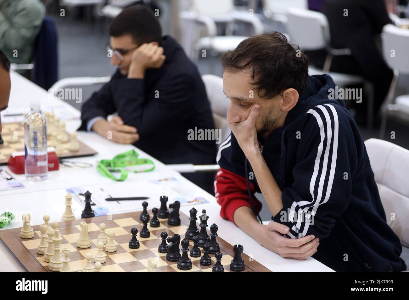 Chennai, Tamil Nadu, India. 30th July, 2022. An international chess player  thinks before making the next move during the second round of the 44th Chess  Olympiad in Chennai. (Credit Image: © Sri