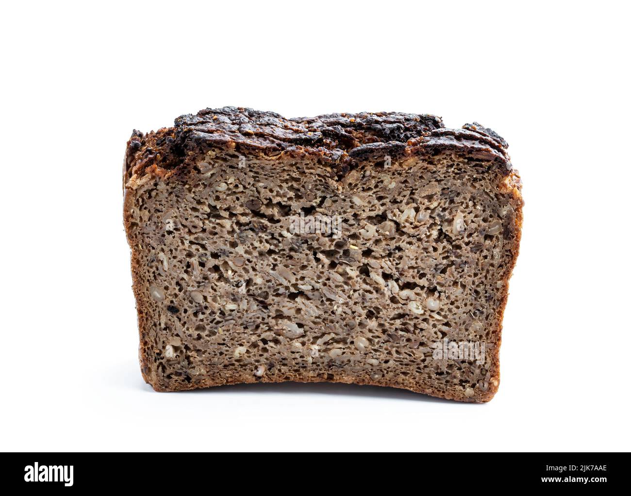 Sliced Rye bread with seeds isolated on white Stock Photo