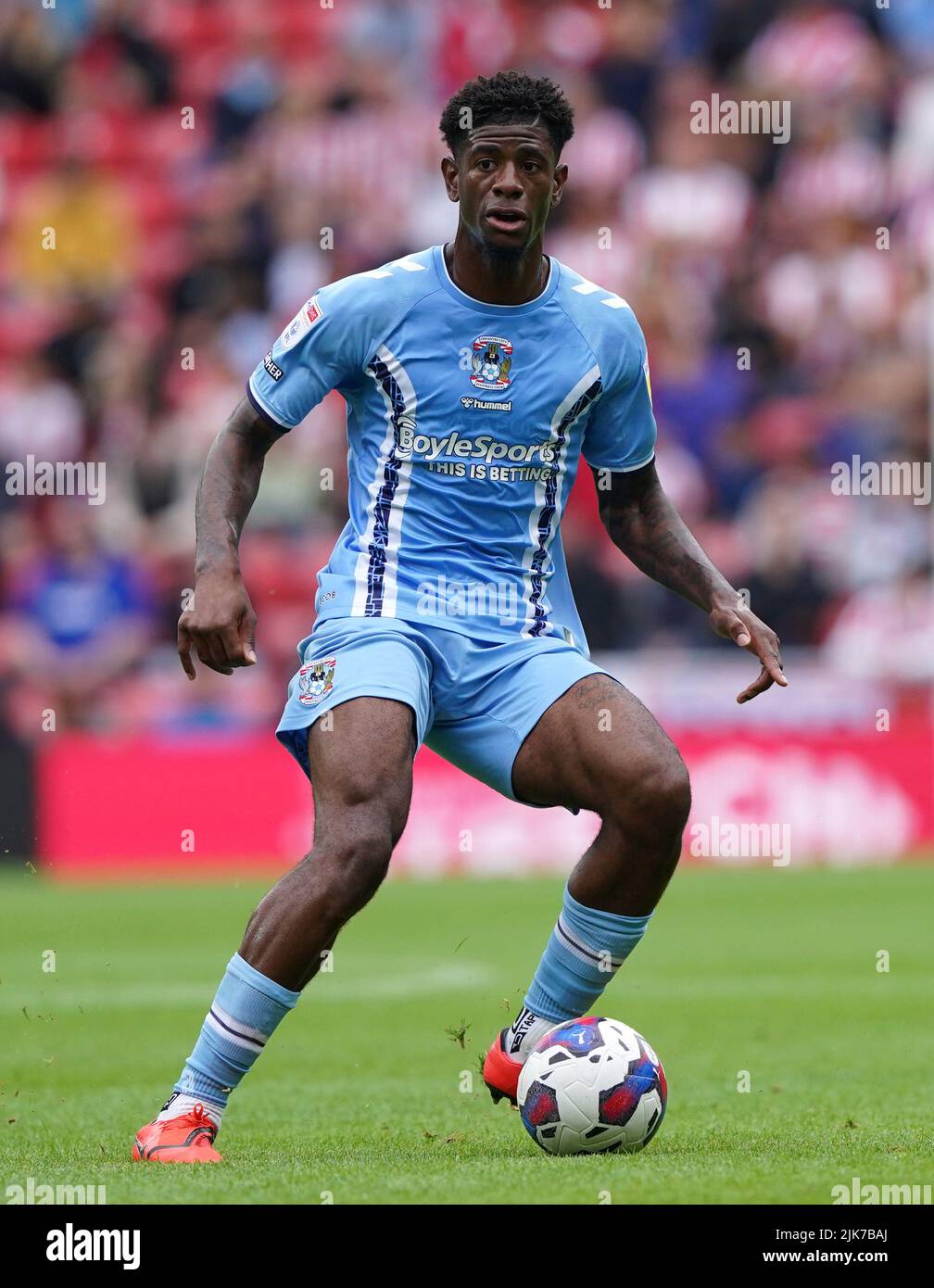 Coventry City's Jonathan Panzo during the Sky Bet Championship match at the Stadium of Light, Sunderland. Picture date: Sunday July 31, 2022. Stock Photo