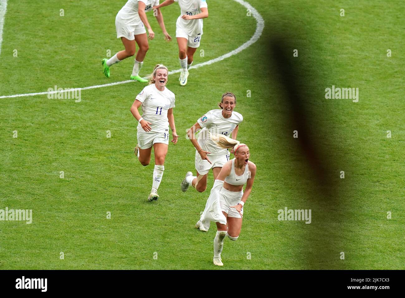 England's Chloe Kelly (right) celebrates scoring their side's second