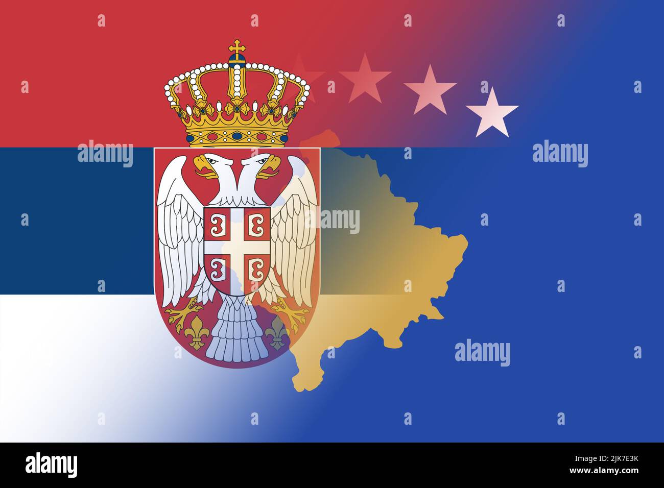 KosovoSerbia. Conflict between Kosovo and Serbia war concept. Kosovo