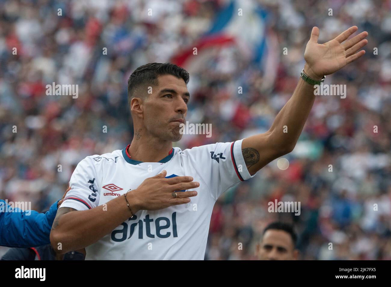 Montevideo, Uruguay. 31st July, 2022. Luis Suarez during his presentation  on the occasion of his return to Club Nacional de Fútbol. Credit: Gianni  Schiaffarino/dpa/Alamy Live News Stock Photo - Alamy