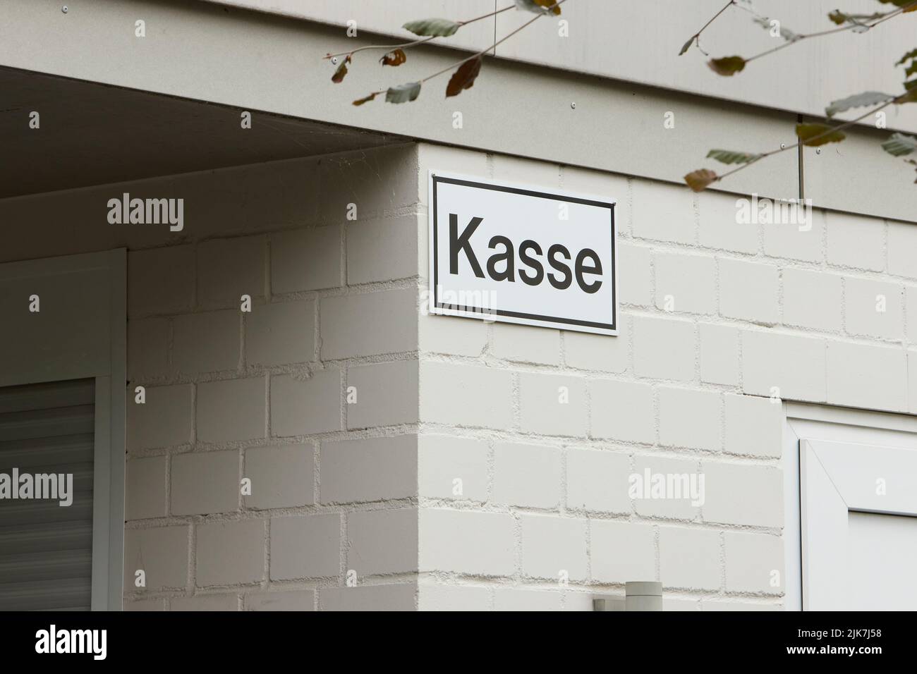 ticket booth and the german word kasse which means cash point Stock Photo