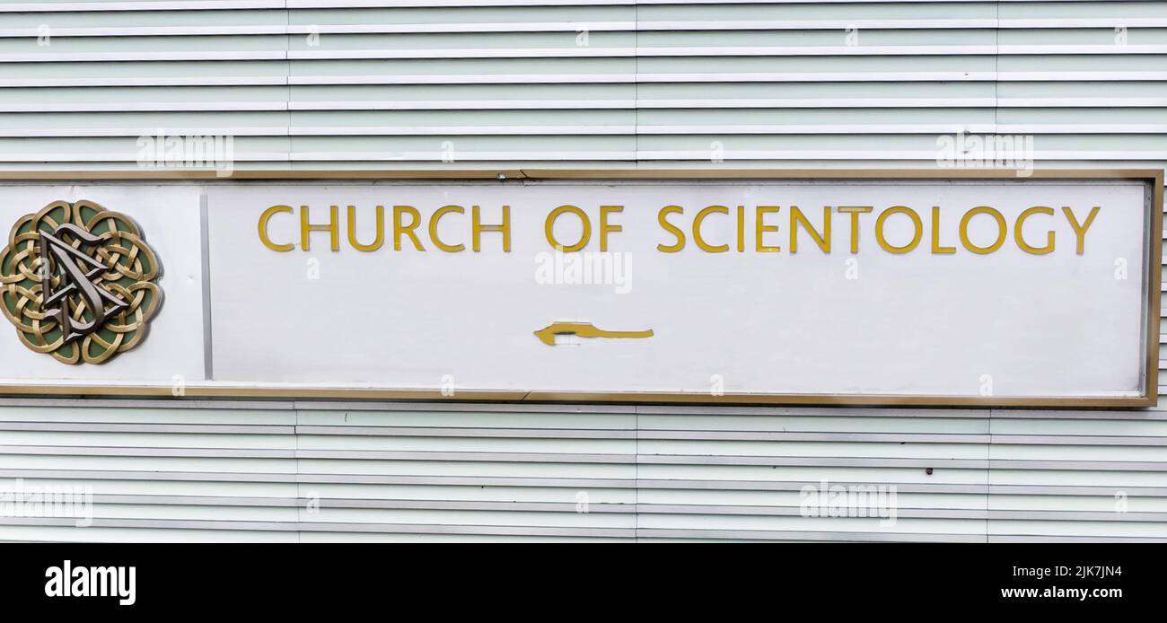 The sign and symbol of the Church of Scientology. Stock Photo
