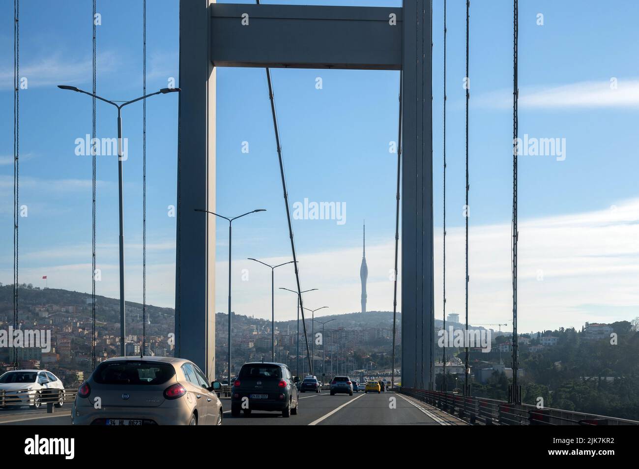 The Bosphorus Bridge connecting Europe and Asia in Istanbul Turkey 2022 Stock Photo