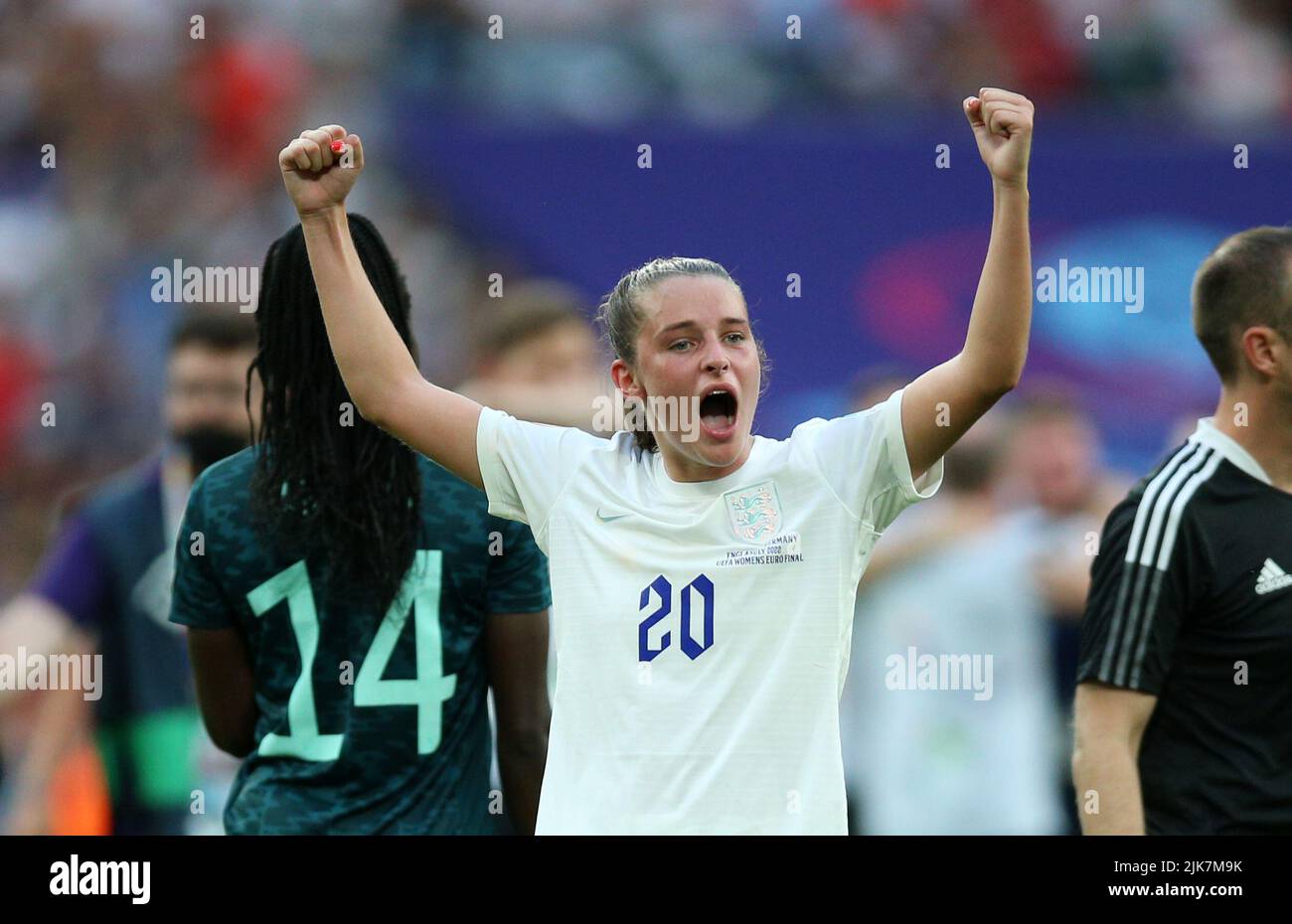 England's Ella Toone celebrates victory over Germany in the UEFA Women
