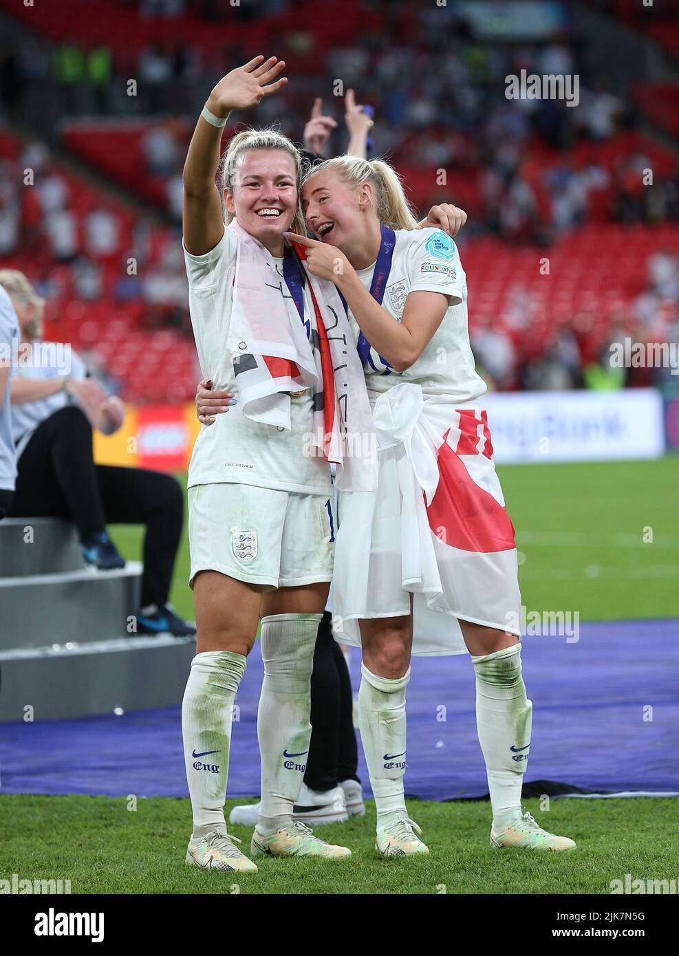 England s Lauren Hemp left And Chloe Kelly Celebrate After England england-s-lauren-hemp-left-and-chloe-kelly-celebrate-after-england