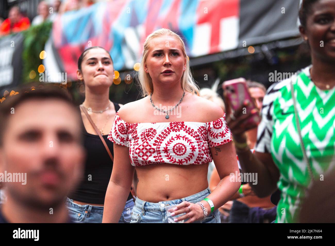 England fans at the BOXPARK, Croydon watch a screening of the UEFA