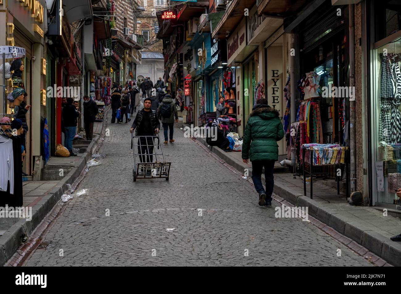 Istanbul, Turkey - 2022: Shopping in streets of the Grand Bazaar Stock Photo