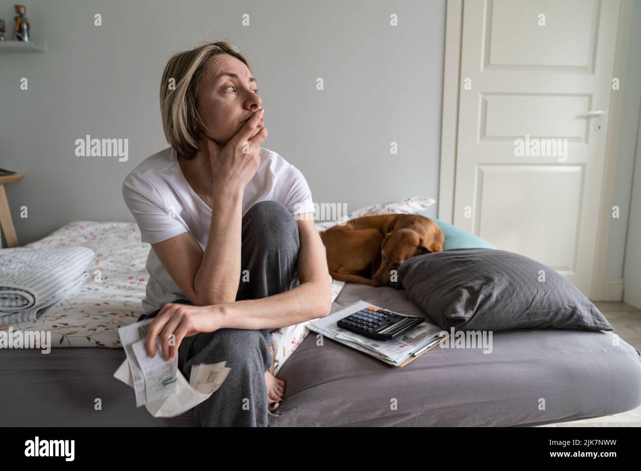 Single depressed mature woman widow loses life sense and motivation