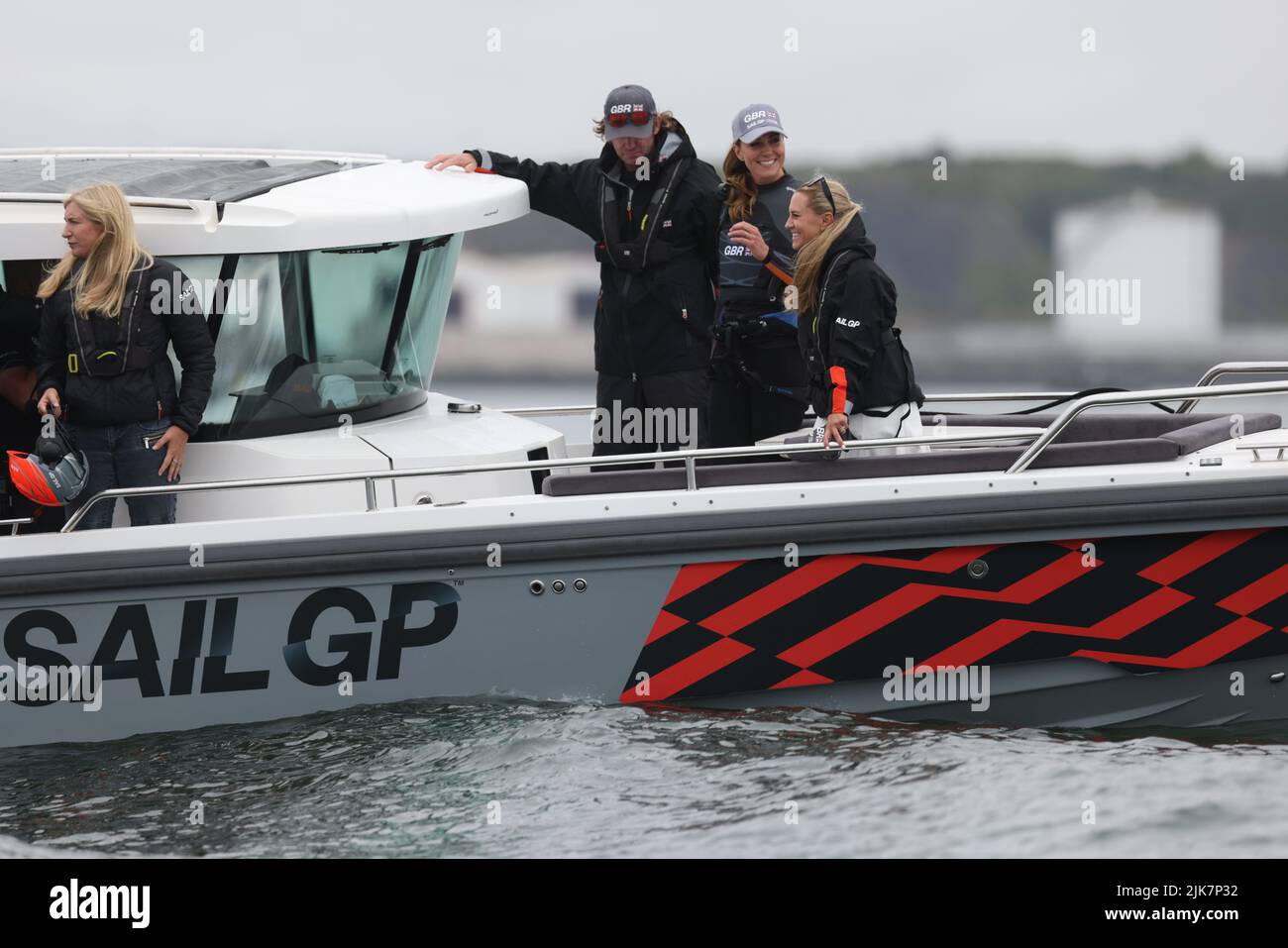 Plymouth, UK. 31st July, 2022. PHOTO:JEFF GILBERT 31st July 2022 Plymouth, Devon, UK THE DUCHESS OF CAMBRIDGE JOINS THE 1851 TRUST AND THE GREAT BRITAIN SAILGP TEAM IN PLYMOUTH. In Plymouth, Her Royal Highness will join a group of children taking part in the Protect Our Future programme by the 1851 Trust, the official charity of the Great Britain SailGP Team. Credit: Jeff Gilbert/Alamy Live News Stock Photo