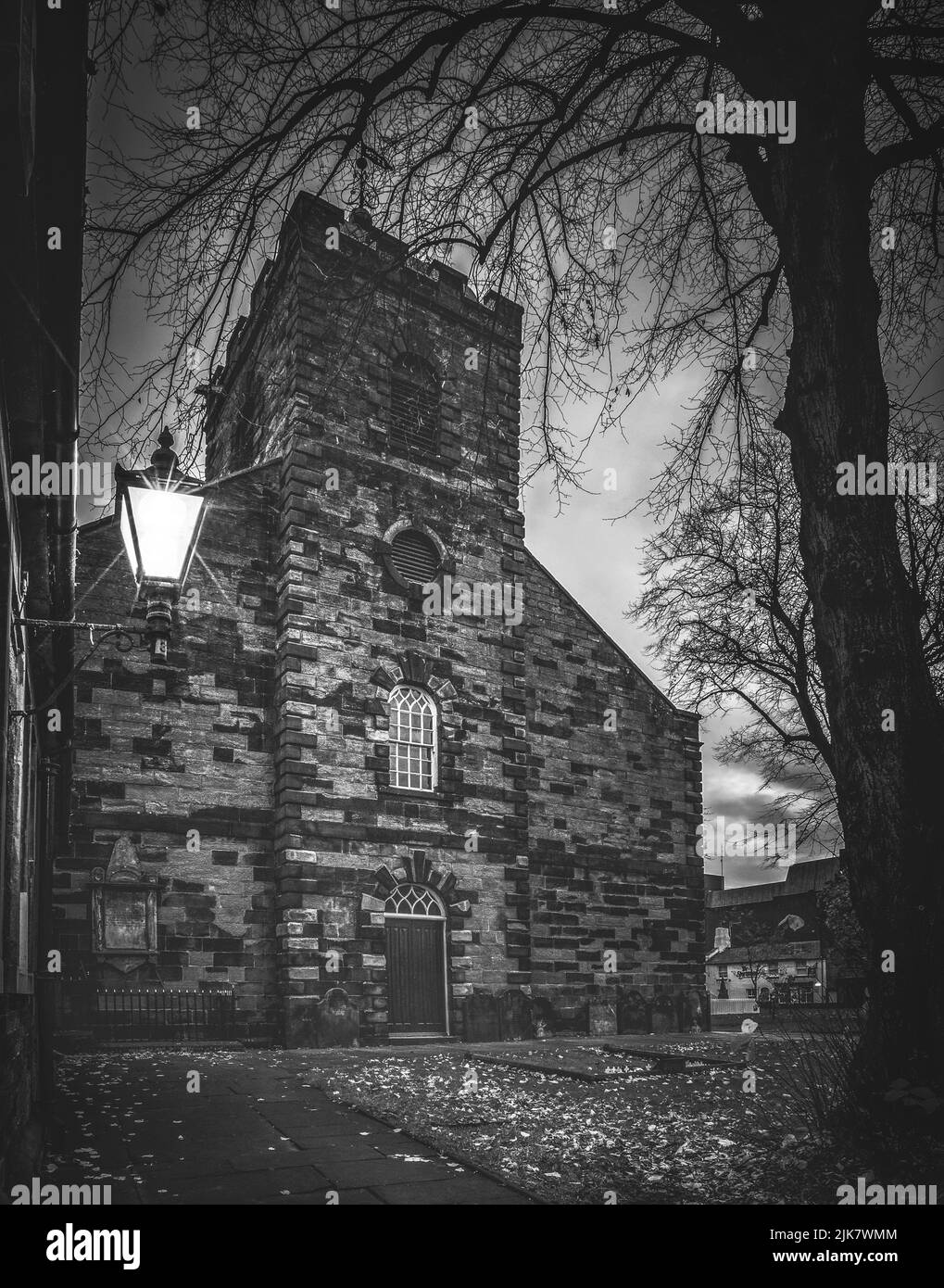 St Cuthbert's Church in the City of Carlisle pictured on a moody