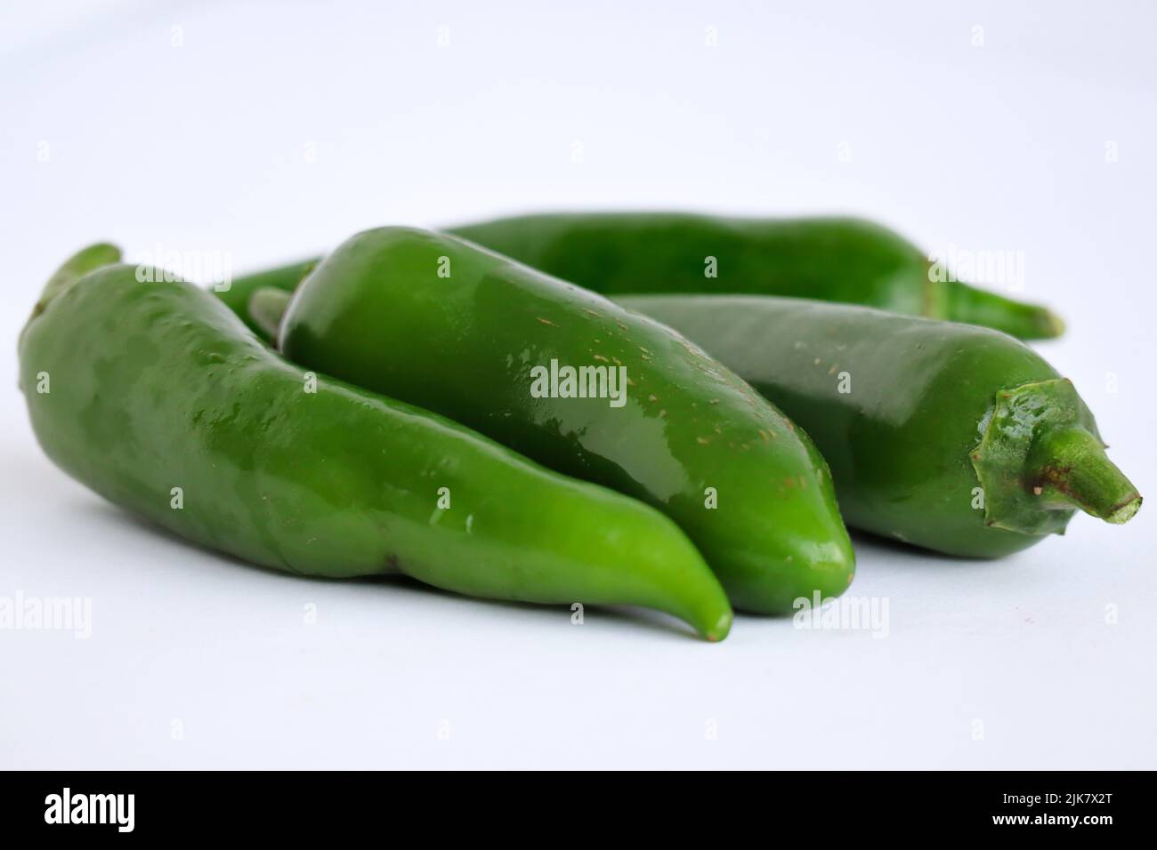 Green chilli peppers. Serrano pepper Stock Photo