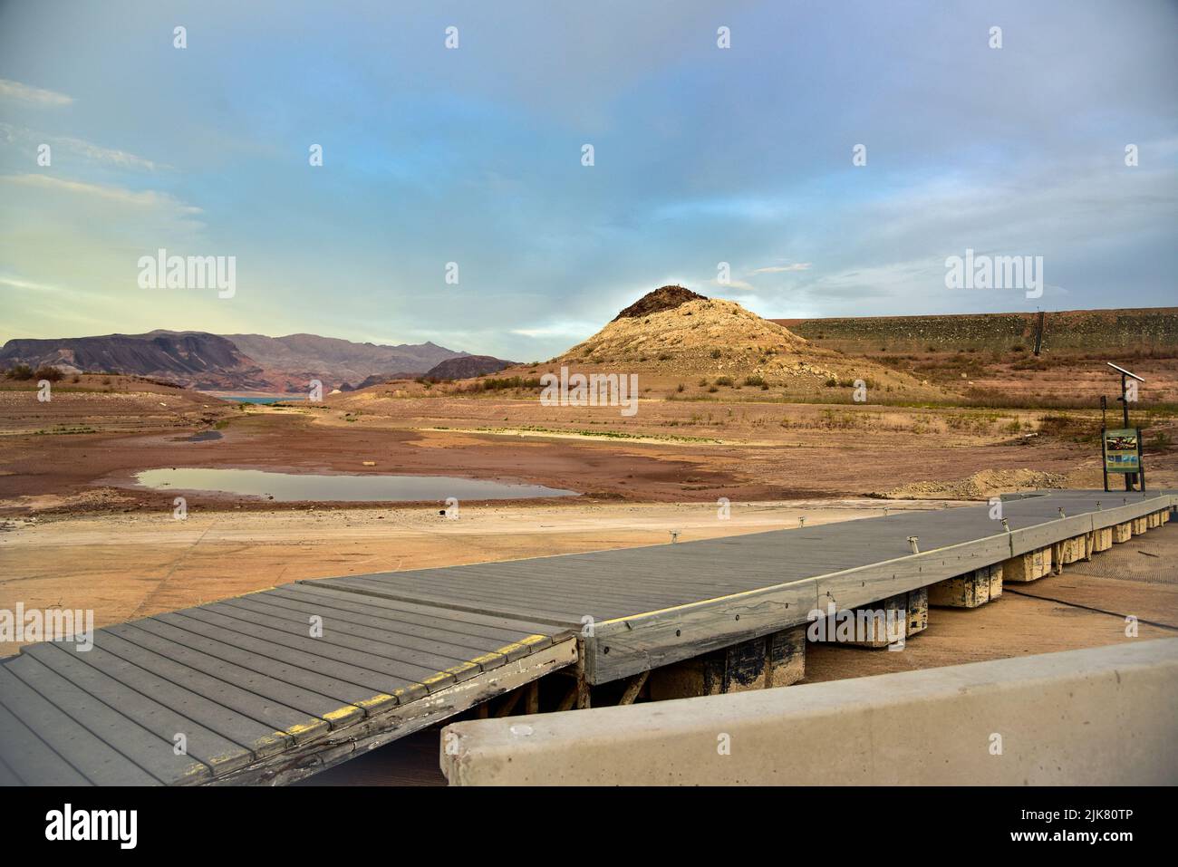 July 30, 2022, Lake Mead, Nevada, Severe Drought Conditions at Boulder Harbor Boat Launch near Las Vegas. Stock Photo