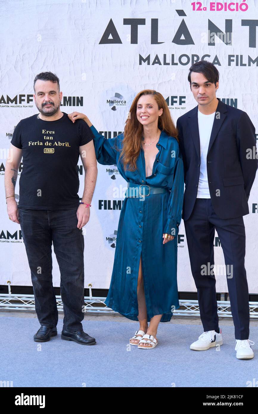 Palma. Spain. 20220731,  Leticia Dolera, Eneko Sagardoy, Nacho Vigalondo attend Closing Gala of the 12nd edition of the 'Atlantida Mallorca Film Fest' at La Misericordia Cultural Centre on July 31, 2022 in Palma, Spain Stock Photo