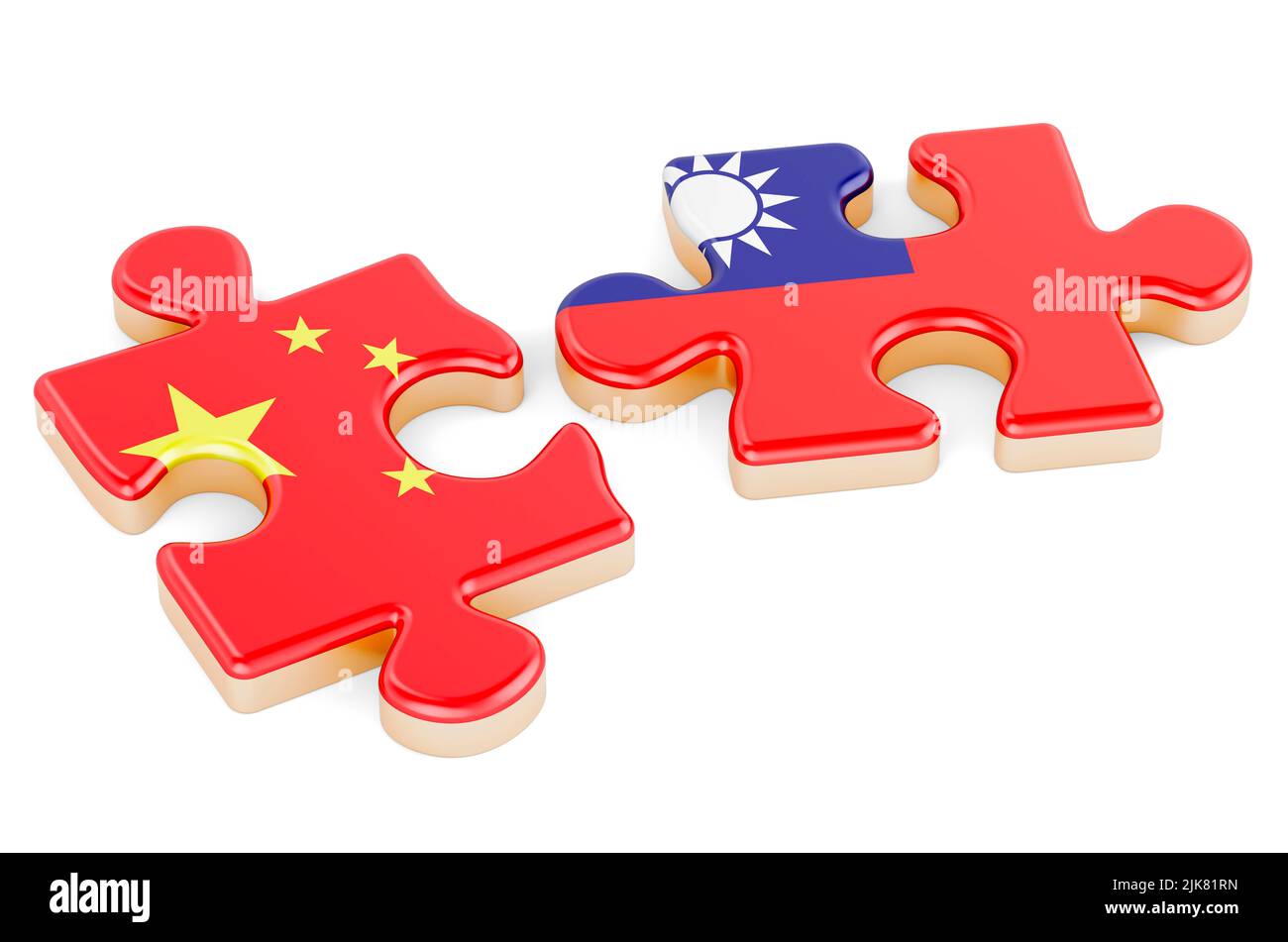 Taiwan and China puzzles. 3D rendering isolated on white background Stock Photo