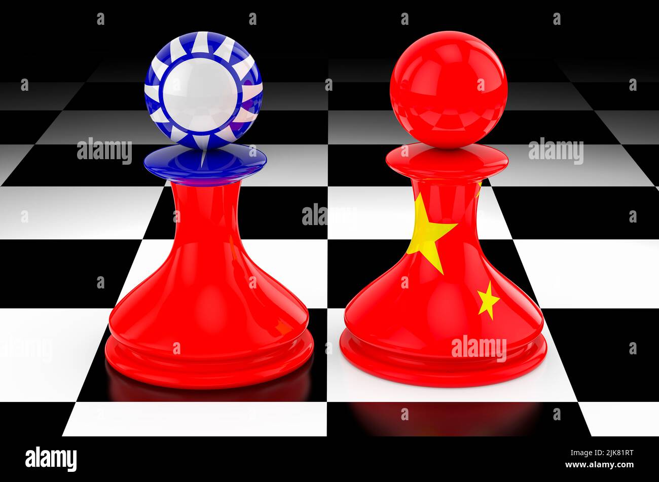China–Taiwan confrontation and opposition concept. 3D rendering isolated on white background Stock Photo