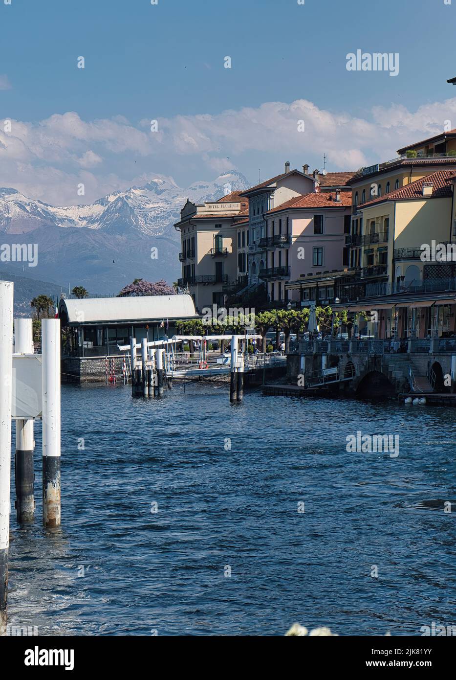 Lake Como, town Bellagio, Italy. Fascinating scenery of coastal town in famous and popular luxury summer resort - lake Como. Stock Photo