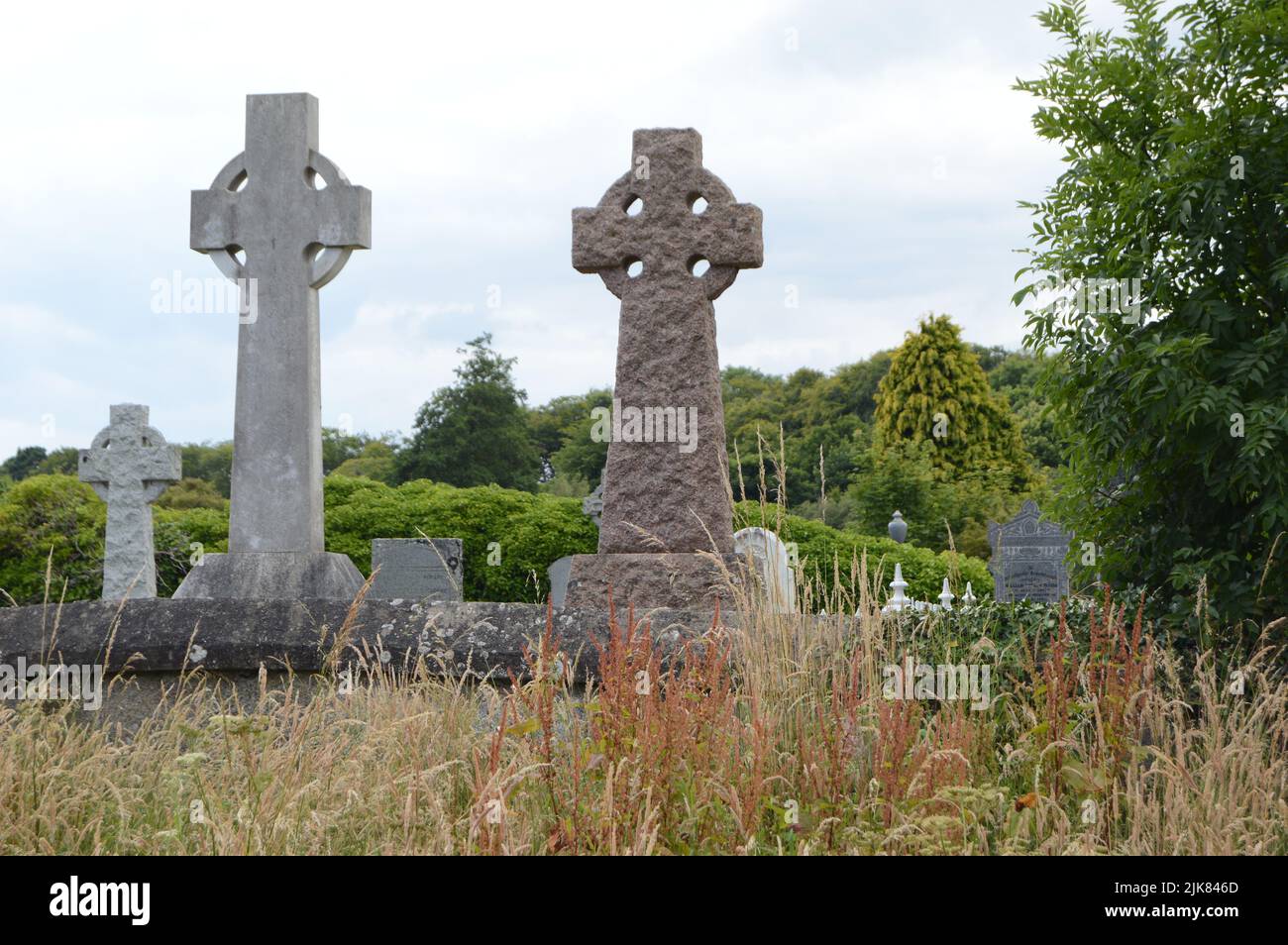 Celtic Crosses in the Old Churchyard at Cromarty, Black Isle, Scotland Stock Photo