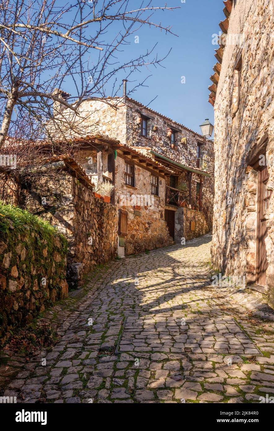 Street view of the schist village of Casal de São Simão in Portugal. Stock Photo