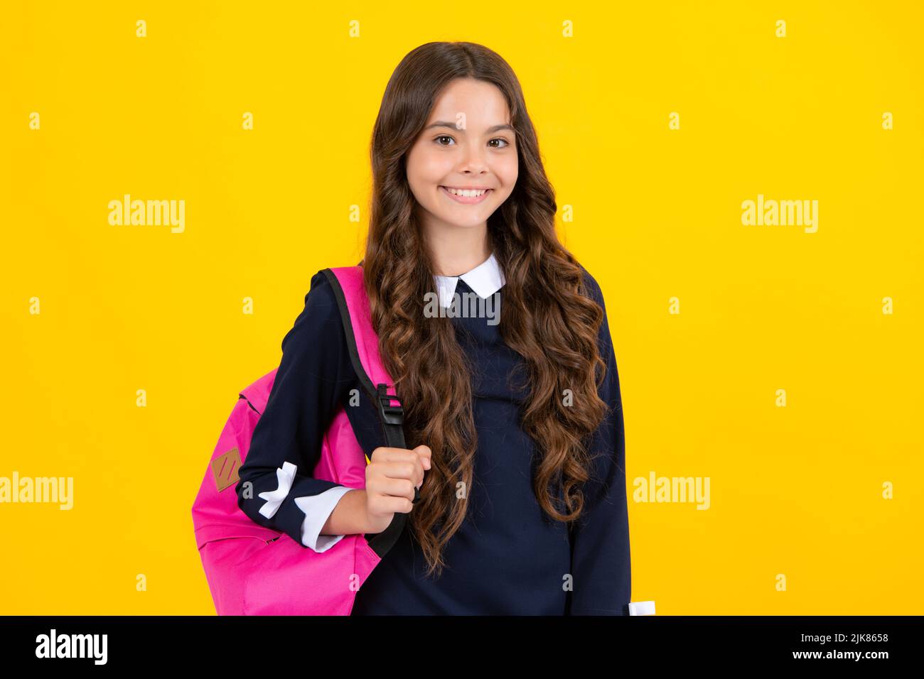 Back to school. Teenager schoolgirl in school uniform with backpack ...