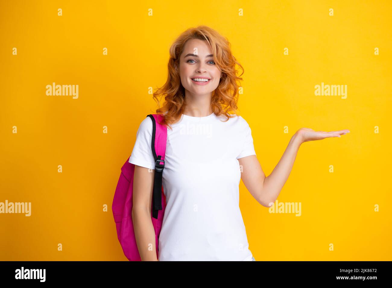Surprised fun teen student girl with 