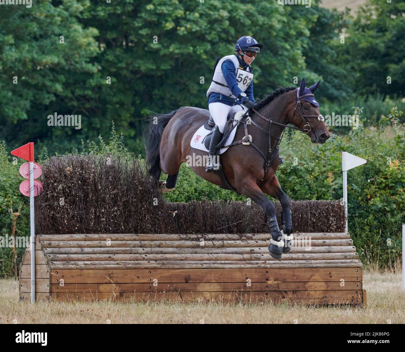 East Budleigh Salterton, United Kingdom, 31 Jul, 2022, Olympic Gold Medallist and 2022 Badminton Winner Laura Collett rides Ironman in the Cross Country Section at Bicton Horse Trials. Credit: Will Tudor/Alamy Live News Stock Photo