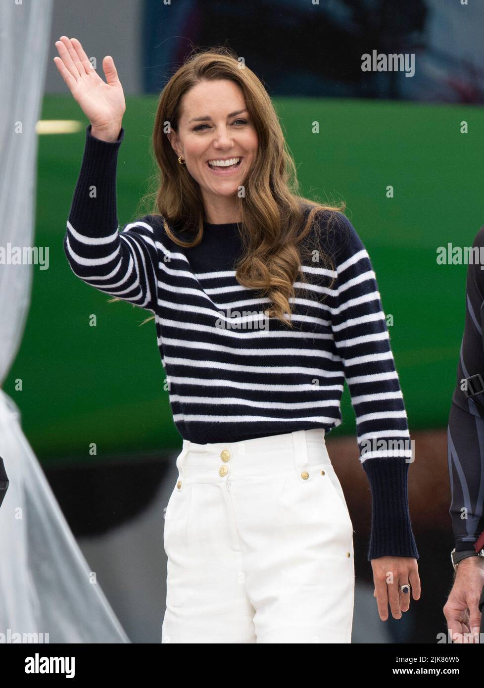 Plymouth, UK. 31 July, 2022.  Catherine, Duchess Of Cambridge visits the 1851 Trust and the Great Britain SailGP in Plymouth.  During the visit, the Duchess of Cambridge took part in activities educating young people about sustainability.  Credit: Anwar Hussein/Alamy Live News Stock Photo