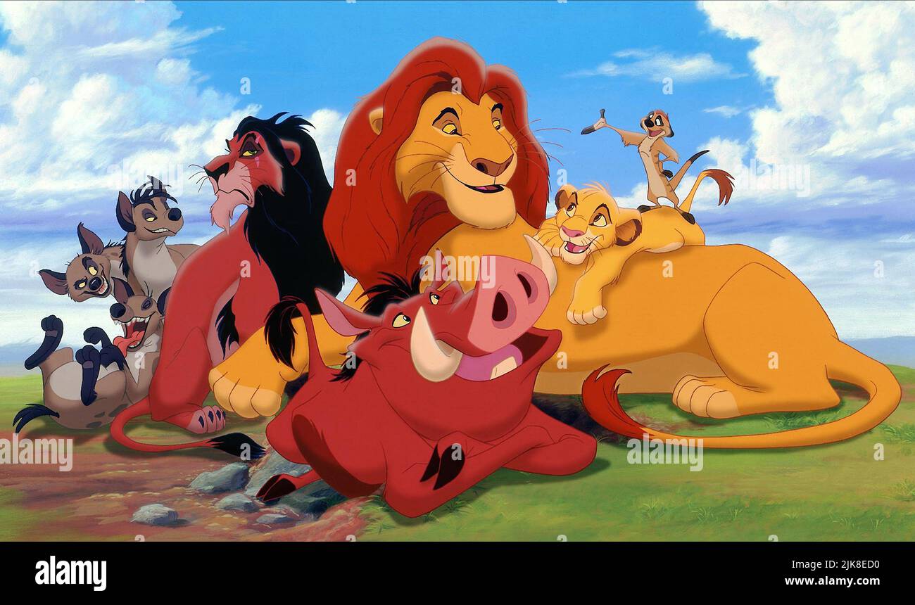 Ed, Shenzi, Banzai, Scar, Mafusa, Simba, Timon & Pumbaa Film: The Lion King  (USA 1994) Characters: ,,,Scar,,, & Director: Roger Allers & Rob Minkoff 06  May 1994 **WARNING** This Photograph is for