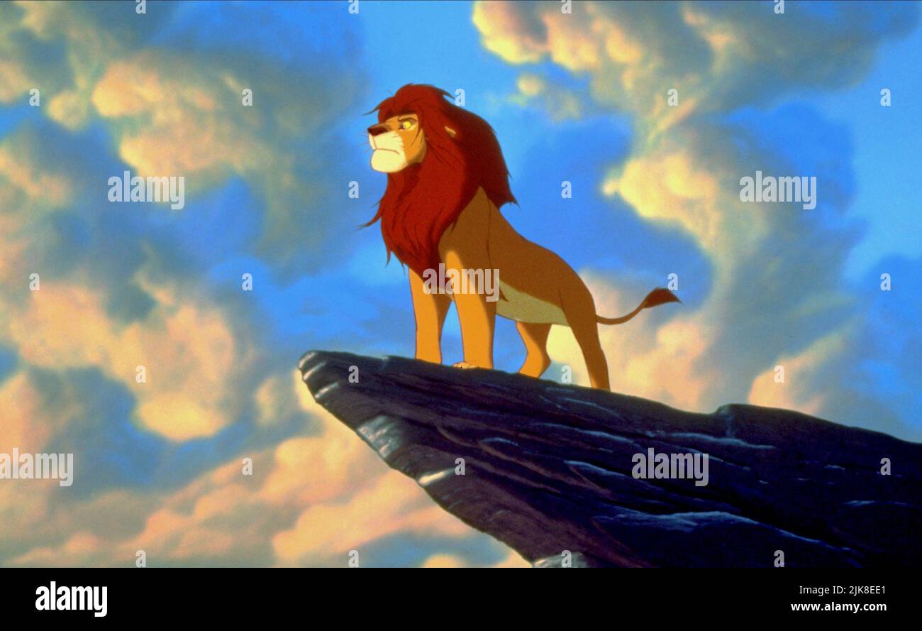 Simba Film: The Lion King (USA 1994)   Director: Roger Allers & Rob Minkoff 06 May 1994   **WARNING** This Photograph is for editorial use only and is the copyright of WALT DISNEY PICTURES and/or the Photographer assigned by the Film or Production Company and can only be reproduced by publications in conjunction with the promotion of the above Film. A Mandatory Credit To WALT DISNEY PICTURES is required. The Photographer should also be credited when known. No commercial use can be granted without written authority from the Film Company. Stock Photo