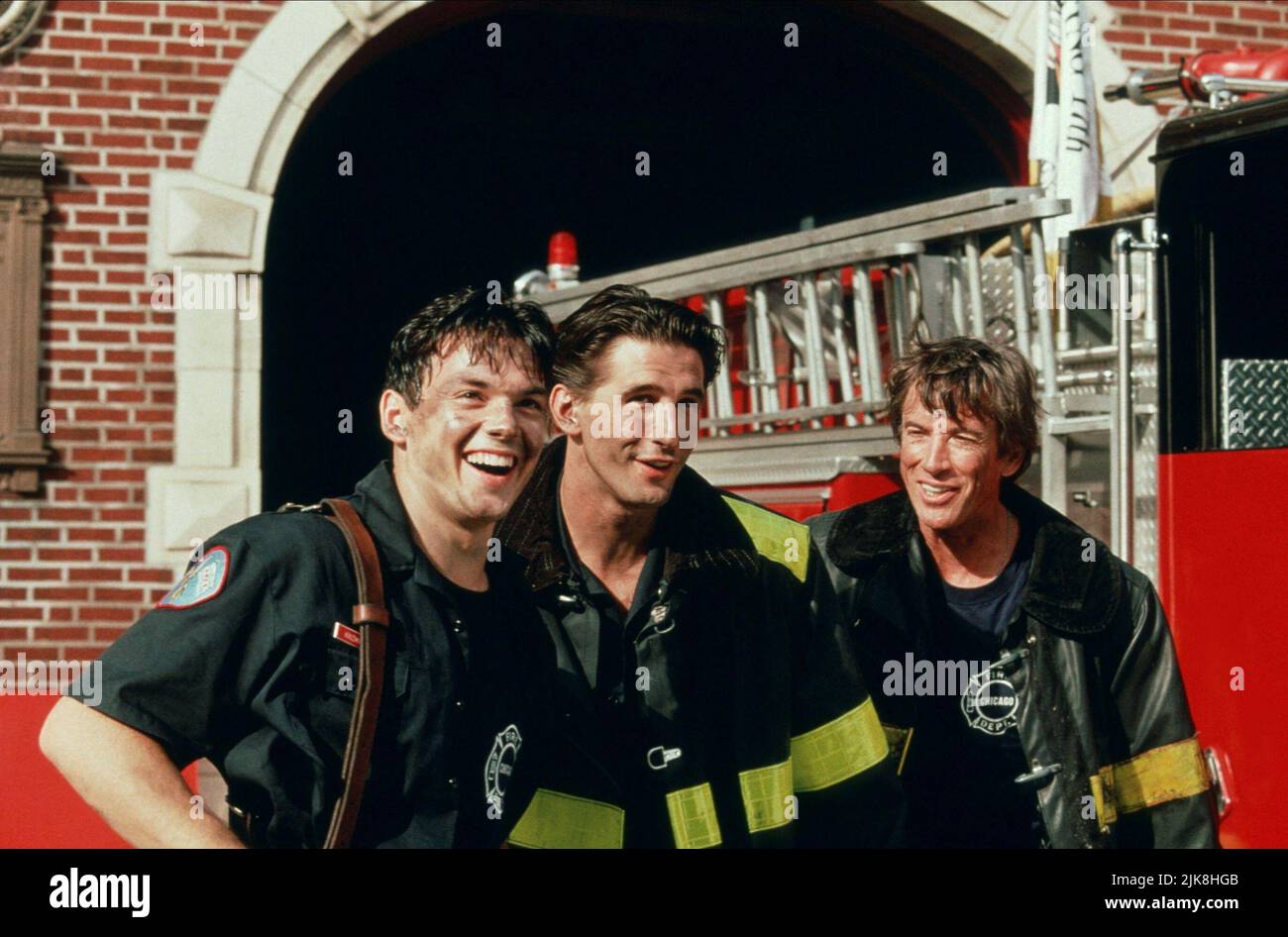 Jason Gedrick, William Baldwin & Scott Glenn Film: Backdraft (1991) Characters: Tim Krizminski,Brian McCaffrey & John 'Axe' Adcox  Director: Ron Howard 24 May 1991   **WARNING** This Photograph is for editorial use only and is the copyright of UNIVERSAL and/or the Photographer assigned by the Film or Production Company and can only be reproduced by publications in conjunction with the promotion of the above Film. A Mandatory Credit To UNIVERSAL is required. The Photographer should also be credited when known. No commercial use can be granted without written authority from the Film Company. Stock Photo