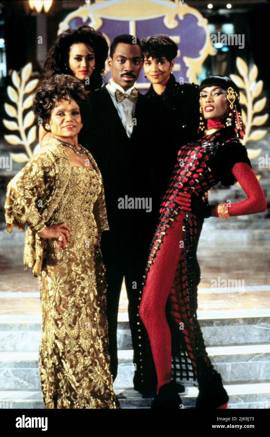 Eartha Kitt,Robin Givens, Eddie Murphy, Halle Berry & Grace Jones Film: Boomerang (1992) Characters: Lady Eloise,Jacqueline,Marcus,Angela & Strange  Director: Reginald Hudlin 01 July 1992   **WARNING** This Photograph is for editorial use only and is the copyright of PARAMOUNT and/or the Photographer assigned by the Film or Production Company and can only be reproduced by publications in conjunction with the promotion of the above Film. A Mandatory Credit To PARAMOUNT is required. The Photographer should also be credited when known. No commercial use can be granted without written authority fr Stock Photo