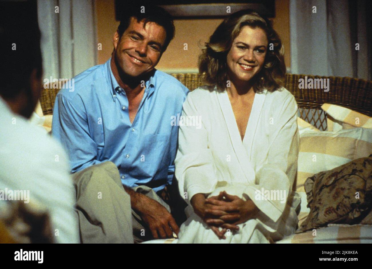 Dennis Quaid & Kathleen Turner Film: Undercover Blues (1993) Characters: Jefferson 'Jeff' Blue & Jane Blue  Director: Herbert Ross 10 September 1993   **WARNING** This Photograph is for editorial use only and is the copyright of MGM and/or the Photographer assigned by the Film or Production Company and can only be reproduced by publications in conjunction with the promotion of the above Film. A Mandatory Credit To MGM is required. The Photographer should also be credited when known. No commercial use can be granted without written authority from the Film Company. Stock Photo