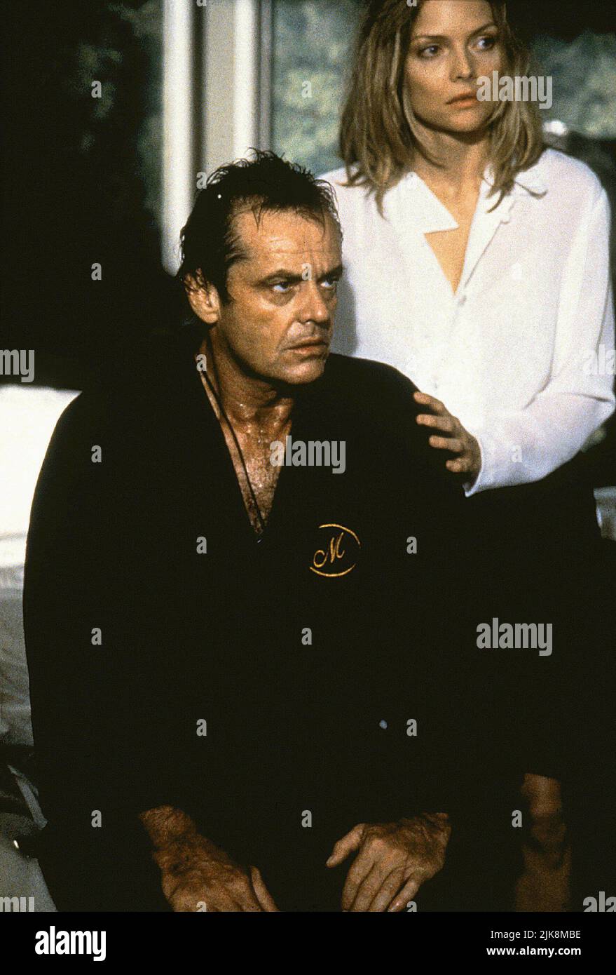 Jack Nicholson & Michelle Pfeiffer Film: Wolf (USA 1994) Characters: Will Randall & Laura Alden  Director: Mike Nichols 17 June 1994   **WARNING** This Photograph is for editorial use only and is the copyright of COLUMBIA PICTURES and/or the Photographer assigned by the Film or Production Company and can only be reproduced by publications in conjunction with the promotion of the above Film. A Mandatory Credit To COLUMBIA PICTURES is required. The Photographer should also be credited when known. No commercial use can be granted without written authority from the Film Company. Stock Photo
