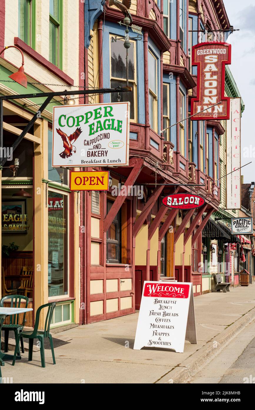 Building architecture in the historic town of Greenwood, British Columbia, Canada Stock Photo
