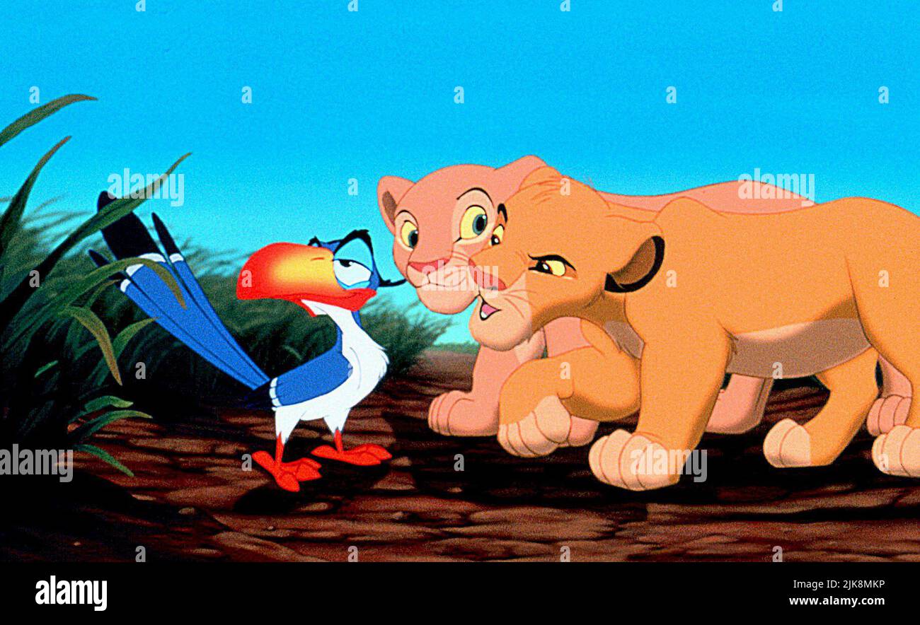 Zazu, Simba & Nala Film: The Lion King (USA 1994)   Director: Roger Allers & Rob Minkoff 06 May 1994   **WARNING** This Photograph is for editorial use only and is the copyright of WALT DISNEY PICTURES and/or the Photographer assigned by the Film or Production Company and can only be reproduced by publications in conjunction with the promotion of the above Film. A Mandatory Credit To WALT DISNEY PICTURES is required. The Photographer should also be credited when known. No commercial use can be granted without written authority from the Film Company. Stock Photo