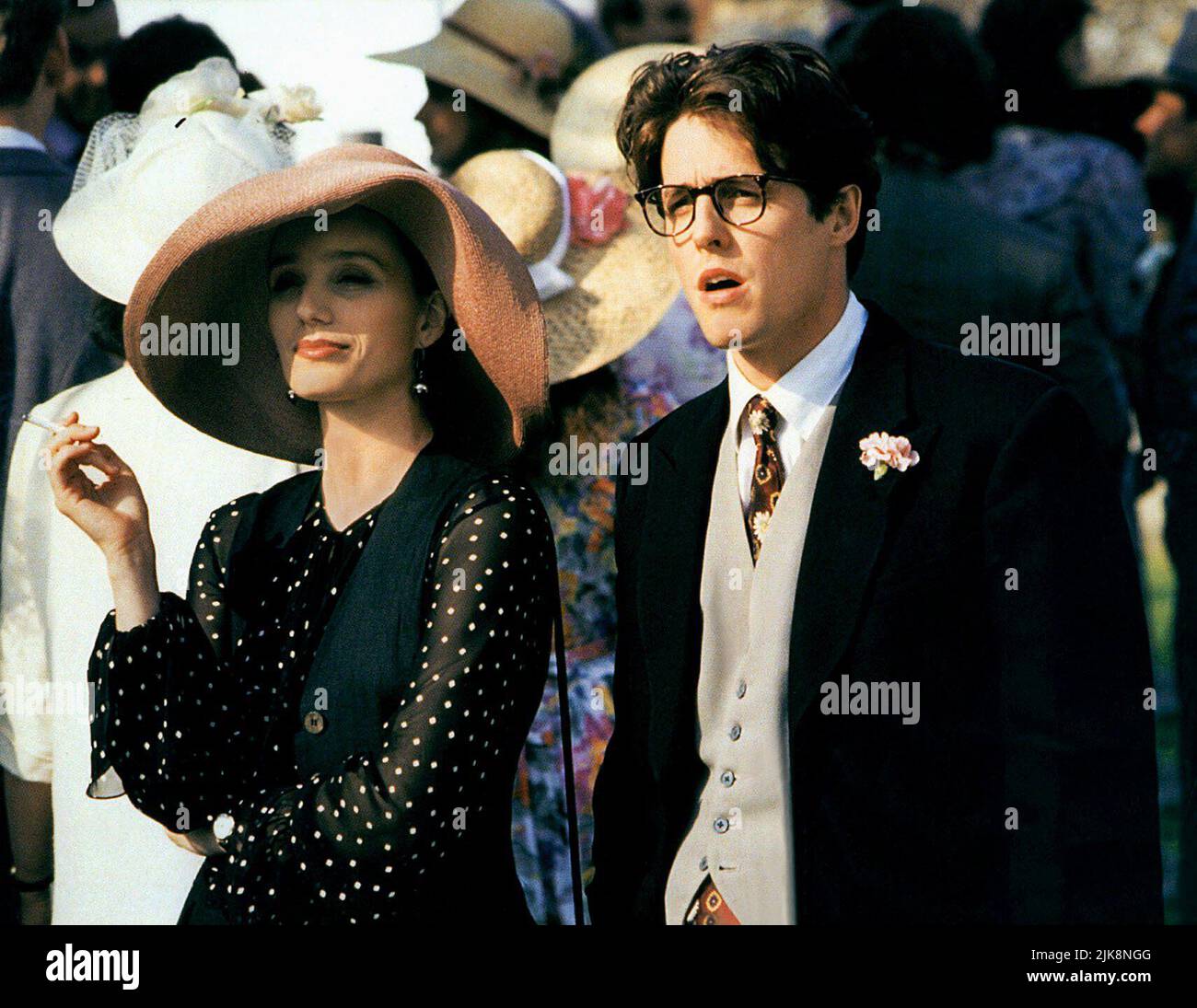 Kristin Scott Thomas & Hugh Grant Film: Four Weddings And A Funeral (UK  1994) Characters: Fiona & Charles Director: Mike Newell 20 January 1994  **WARNING** This Photograph is for editorial use only