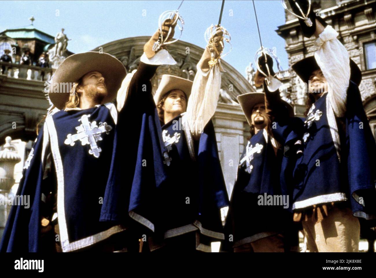 Kiefer Sutherland, Chris O'Donnell, Charlie Sheen & Oliver Platt Film: The Three Musketeers (USA/AUS/UK 1993) Characters: Athos,D'Artagnan,Aramis & Porthos  Director: Stephen Herek 12 November 1993   **WARNING** This Photograph is for editorial use only and is the copyright of DISNEY and/or the Photographer assigned by the Film or Production Company and can only be reproduced by publications in conjunction with the promotion of the above Film. A Mandatory Credit To DISNEY is required. The Photographer should also be credited when known. No commercial use can be granted without written authorit Stock Photo