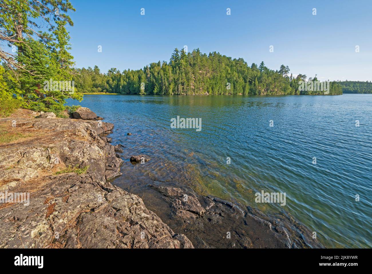 Early Morning Views in the Great North Woods on Ottertrack Lake in Quetico Provincial Park in Ontario Stock Photo