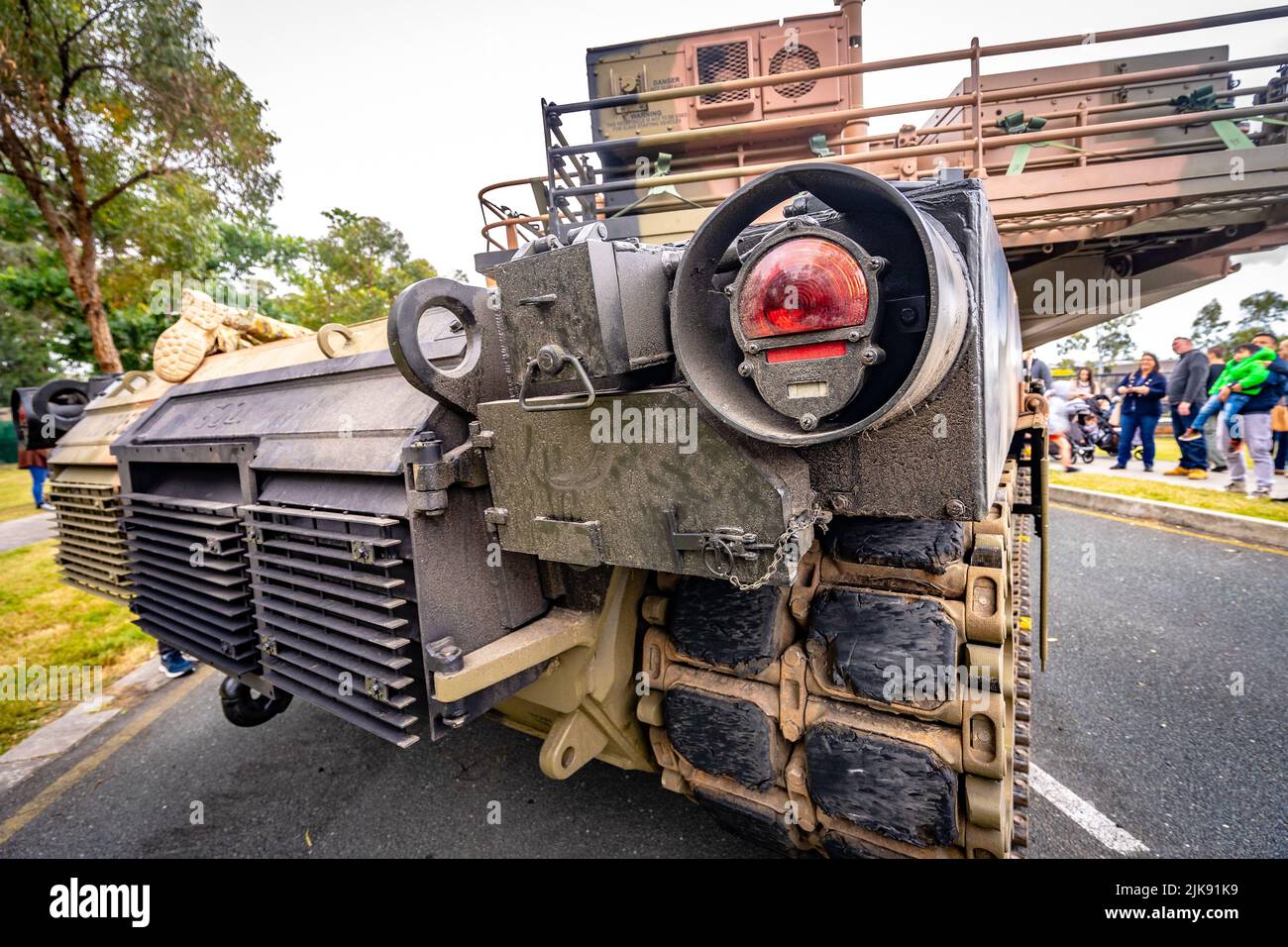 Brisbane, Australia - Tail light of the army track at the expo Stock Photo
