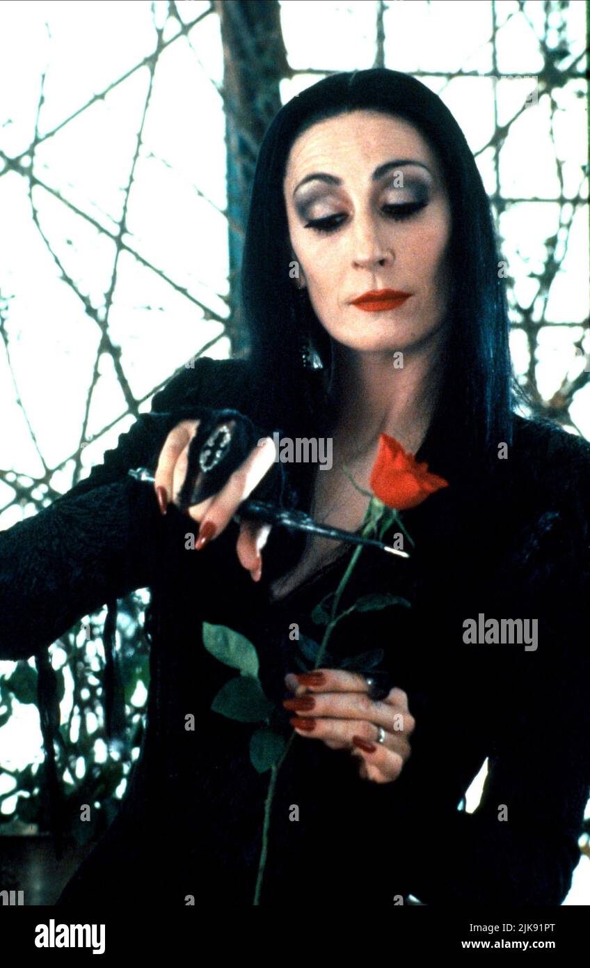 Anjelica Huston Film: The Addams Family (1991) Characters: Morticia Addams  Director: Barry Sonnenfeld 22 November 1991   **WARNING** This Photograph is for editorial use only and is the copyright of PARAMOUNT and/or the Photographer assigned by the Film or Production Company and can only be reproduced by publications in conjunction with the promotion of the above Film. A Mandatory Credit To PARAMOUNT is required. The Photographer should also be credited when known. No commercial use can be granted without written authority from the Film Company. Stock Photo