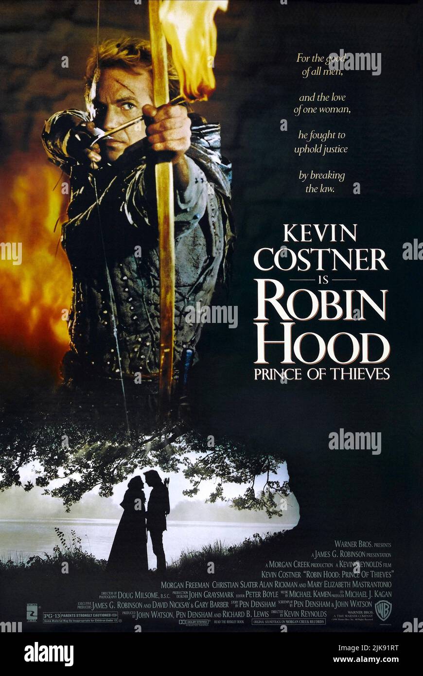 Kevin Costner Movie Poster Film: Robin Hood: Prince Of Thieves (USA 1991)   Director: Kevin Reynolds 14 June 1991   **WARNING** This Photograph is for editorial use only and is the copyright of WARNER BROS. and/or the Photographer assigned by the Film or Production Company and can only be reproduced by publications in conjunction with the promotion of the above Film. A Mandatory Credit To WARNER BROS. is required. The Photographer should also be credited when known. No commercial use can be granted without written authority from the Film Company. Stock Photo