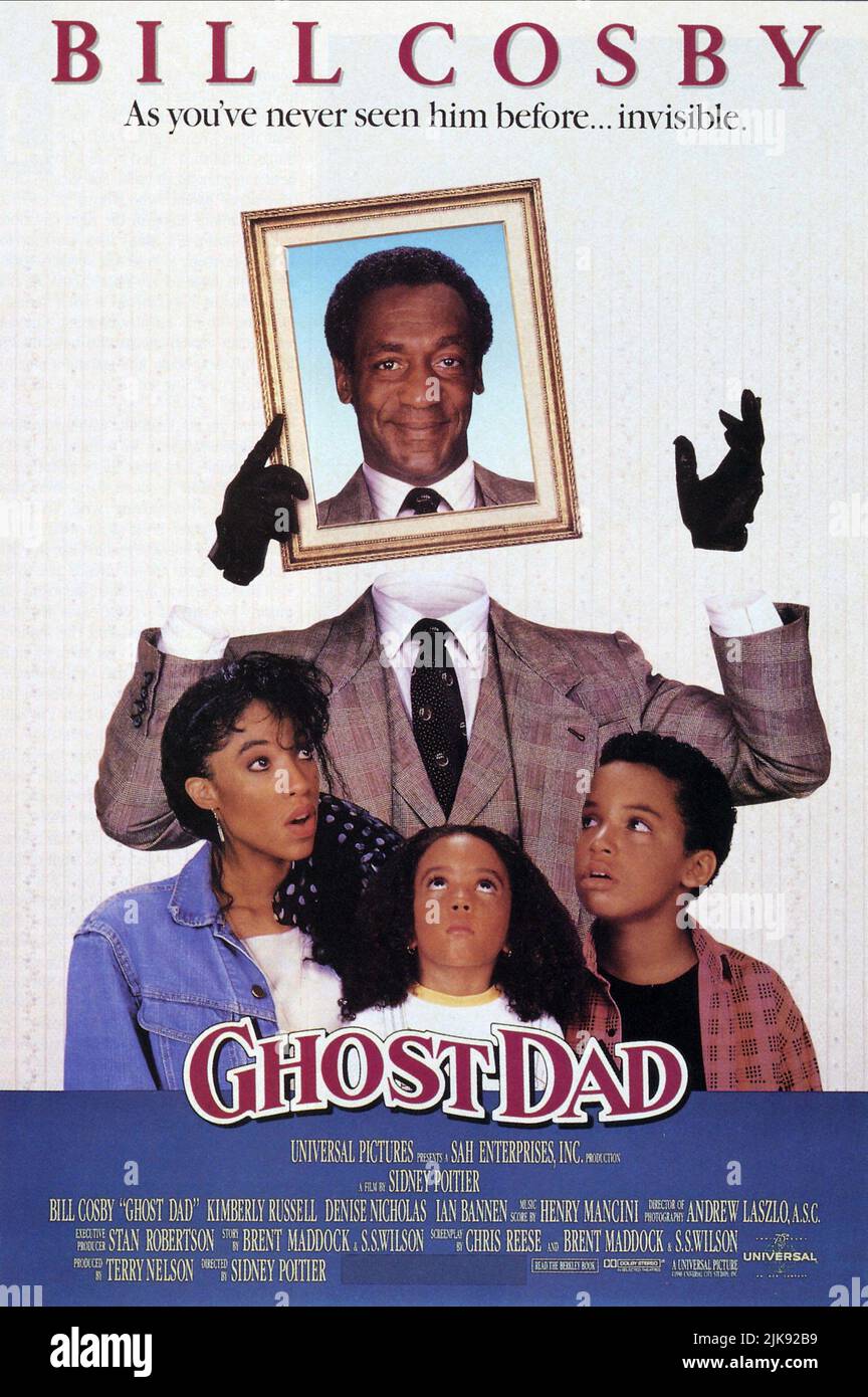 Kimberly Russell, Bill Cosby, Brooke Fontaine & Salim Grant Poster Film: Ghost Dad (USA 1990) Characters: Elliot Hopper, Diane Hopper, Amanda Hopper, Daniel 'Danny' Hopper  Director: Sidney Poitier 29 June 1990   **WARNING** This Photograph is for editorial use only and is the copyright of UNIVERSAL and/or the Photographer assigned by the Film or Production Company and can only be reproduced by publications in conjunction with the promotion of the above Film. A Mandatory Credit To UNIVERSAL is required. The Photographer should also be credited when known. No commercial use can be granted witho Stock Photo
