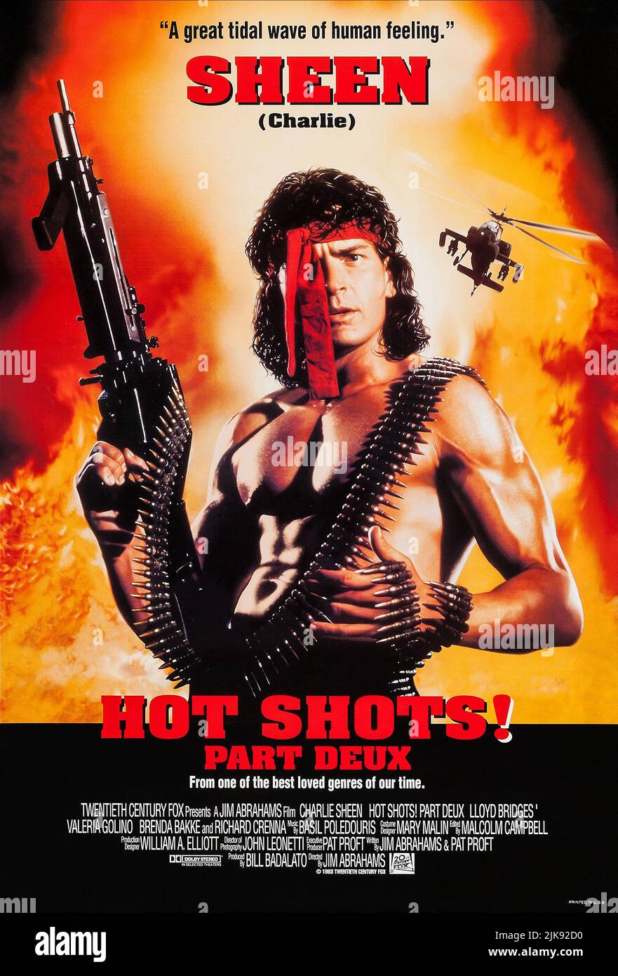 Charlie Sheen Poster Film: Hot Shots! Part Deux (1993) Characters: Topper  Harley Director: Jim Abrahams 02 May 1993 **WARNING** This Photograph is  for editorial use only and is the copyright of 20TH