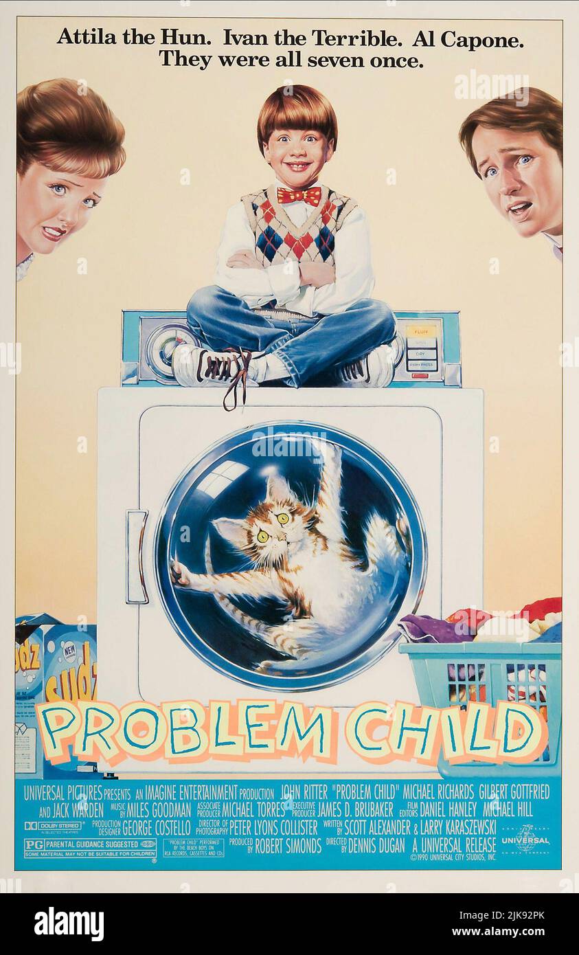 Movie Poster Film: Problem Child (1990)   Director: Dennis Dugan 27 July 1990   **WARNING** This Photograph is for editorial use only and is the copyright of UNIVERSAL PICTURES and/or the Photographer assigned by the Film or Production Company and can only be reproduced by publications in conjunction with the promotion of the above Film. A Mandatory Credit To UNIVERSAL PICTURES is required. The Photographer should also be credited when known. No commercial use can be granted without written authority from the Film Company. Stock Photo