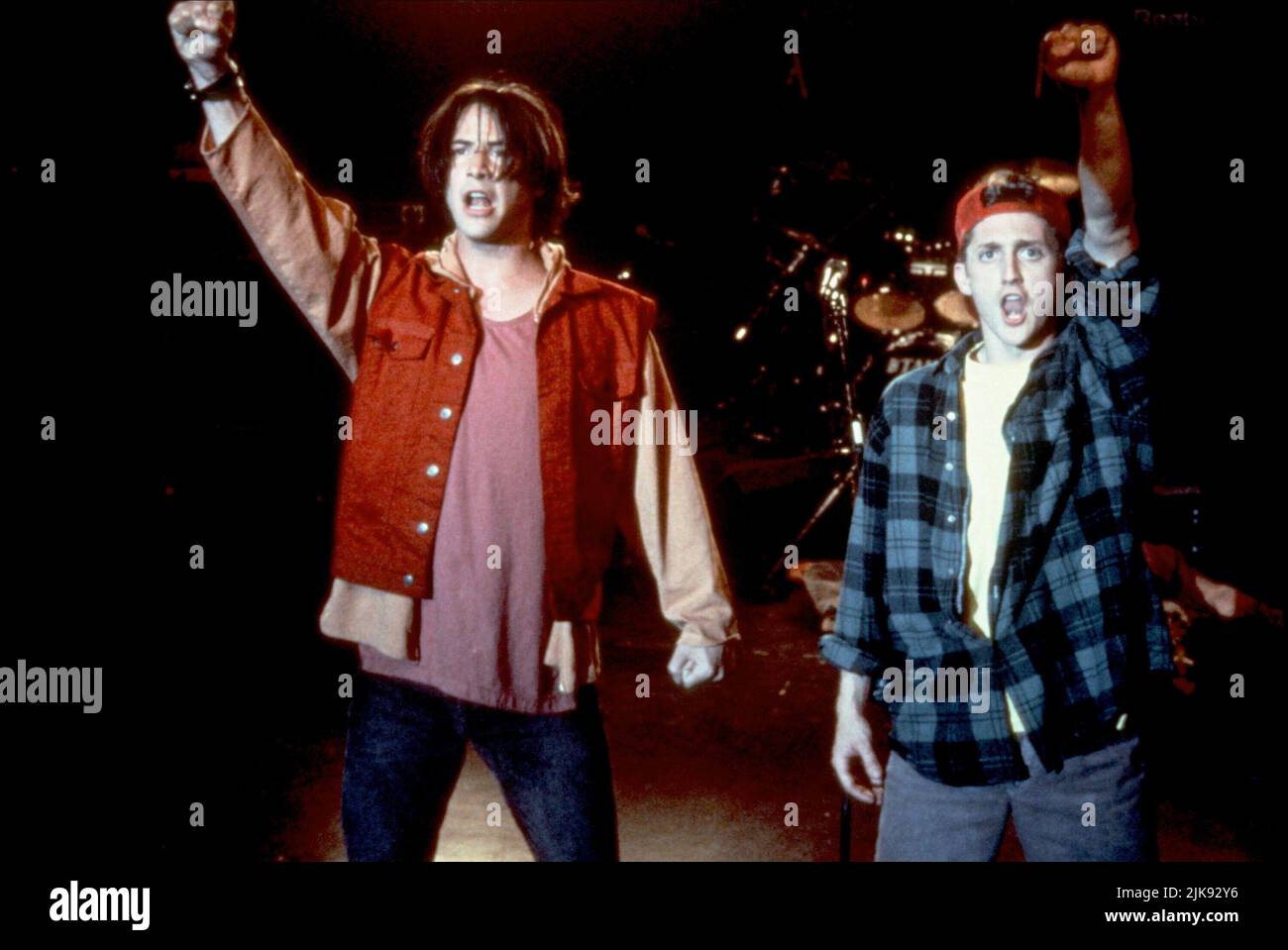 Keanu Reeves & Alex Winter Film: Bill & Ted'S Bogus Journey (1991) Characters: Ted, Bill  Director: Peter Hewitt 19 July 1991   **WARNING** This Photograph is for editorial use only and is the copyright of ORION and/or the Photographer assigned by the Film or Production Company and can only be reproduced by publications in conjunction with the promotion of the above Film. A Mandatory Credit To ORION is required. The Photographer should also be credited when known. No commercial use can be granted without written authority from the Film Company. Stock Photo