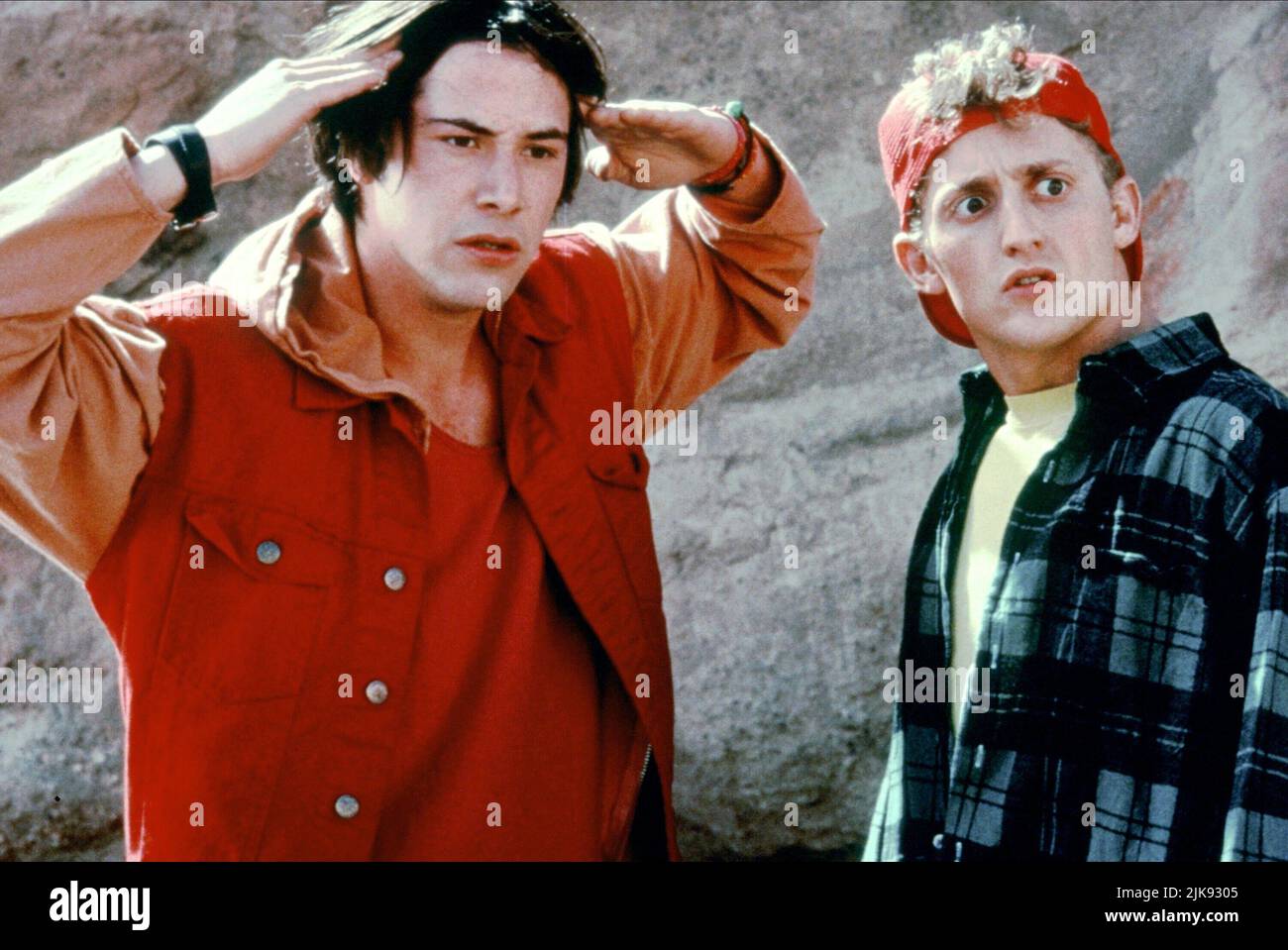 Keanu Reeves & Alex Winter Film: Bill & Ted'S Bogus Journey (1994) Characters: Ted, Bill  Director: Peter Hewitt 19 July 1991   **WARNING** This Photograph is for editorial use only and is the copyright of ORION and/or the Photographer assigned by the Film or Production Company and can only be reproduced by publications in conjunction with the promotion of the above Film. A Mandatory Credit To ORION is required. The Photographer should also be credited when known. No commercial use can be granted without written authority from the Film Company. Stock Photo